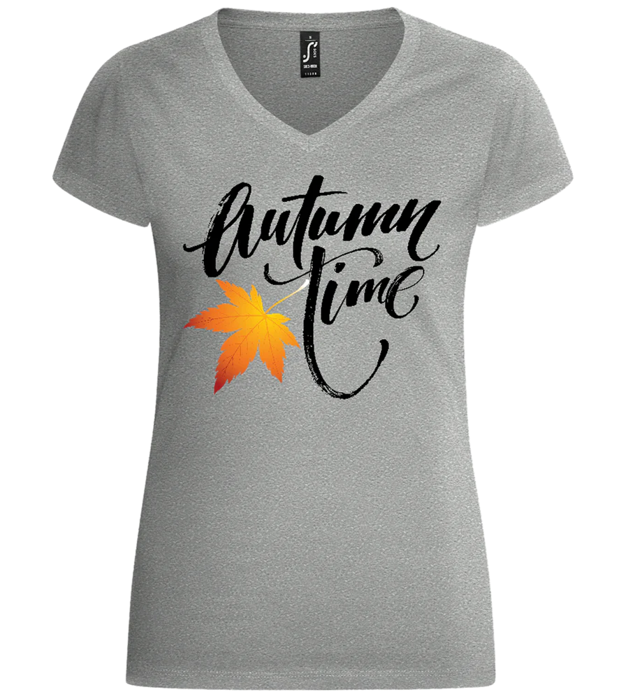 Autumn Time Leaf Design - Basic women's v-neck t-shirt – Image 7
