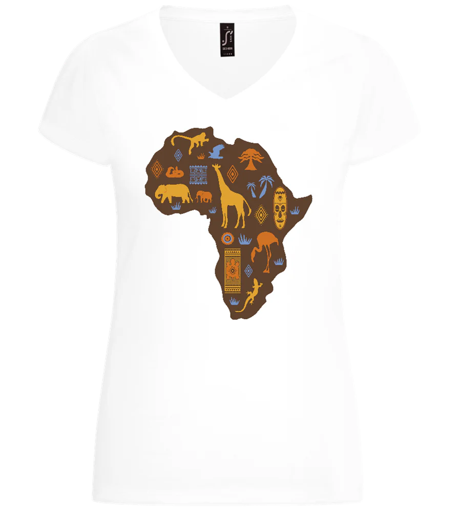 Map of Africa Design - Basic women's v-neck t-shirt – Image 6