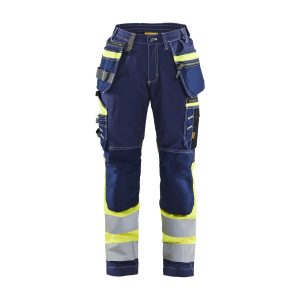 BLAKLADER 71961370 | Women's Hi vis Trousers with Stretch Hi Vis Reflective Work Trousers Women - 100% Cotton
