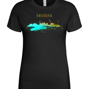 Amsterdam Watercolor City Skyline Design - Basic women's t-shirt