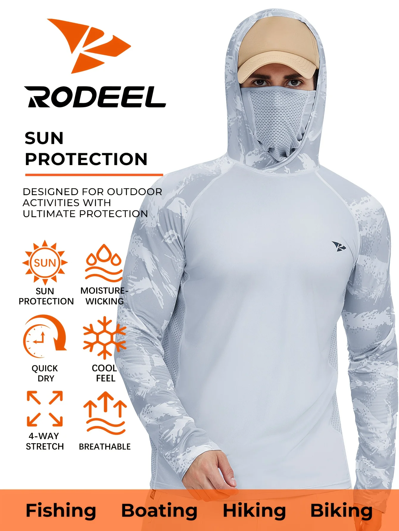 RODEEL Men's Lightweight Hooded T-Shirt: Ultimate UV Protection for Outdoor Enthusiasts – Image 6