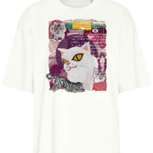 Artsy Cat Collage Design - Premium women's oversized t-shirt